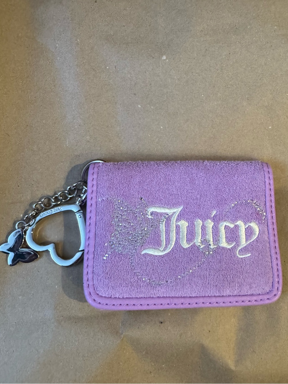 Juicy Couture Lavender Card Holder with Heart Key Charm